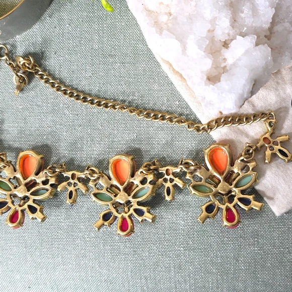 J. Crew Multicolor Statement Necklace and Gold Bangle Set - Picture 7 of 8